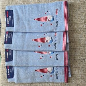CELEBRATE TOGETHER BRAND AMERICANA PATRIOTIC GNOME HAND TOWELS  BUNDLE OF 4